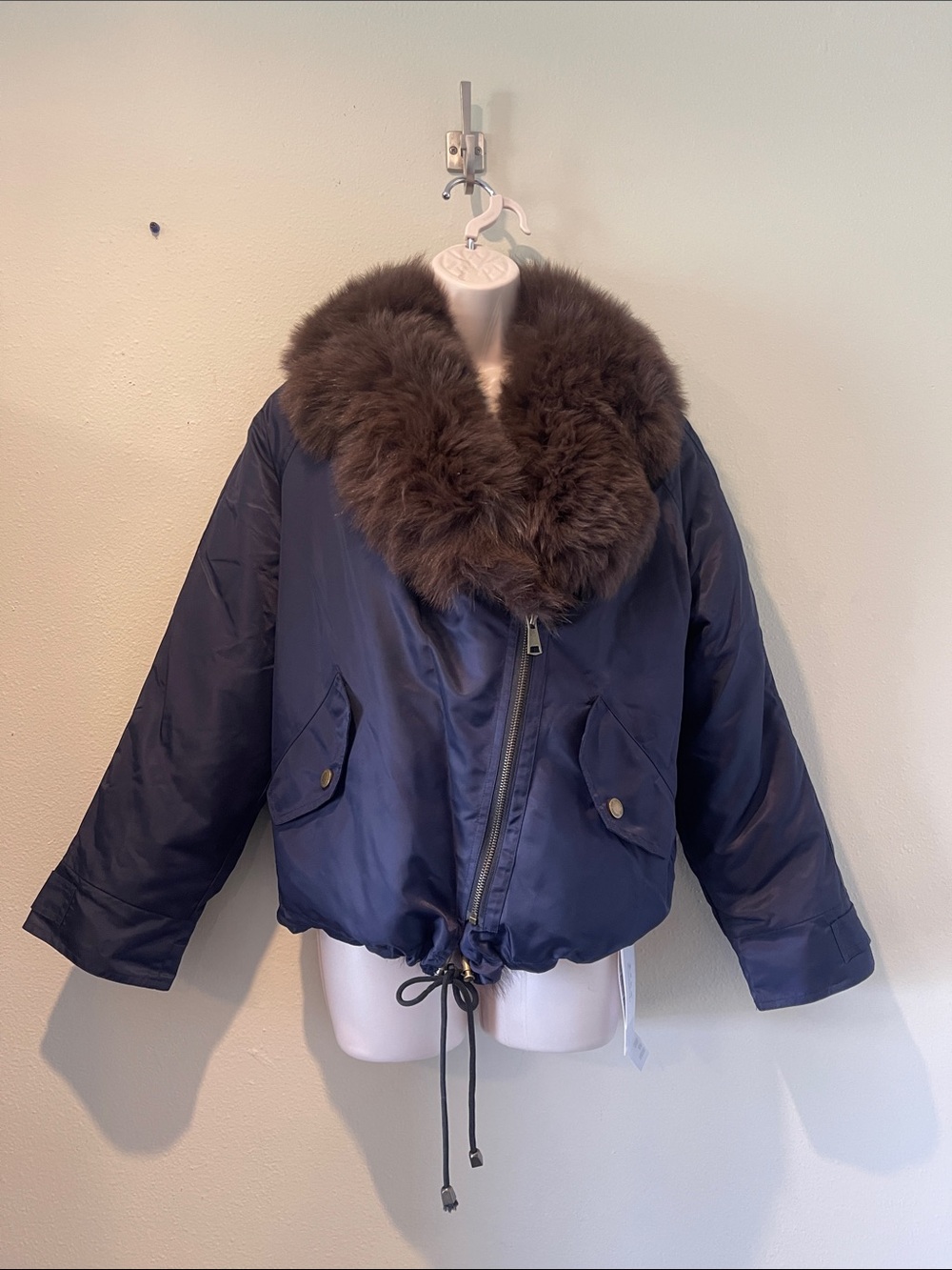 NWT Kaididishi goose down and fox collar puffer jacket